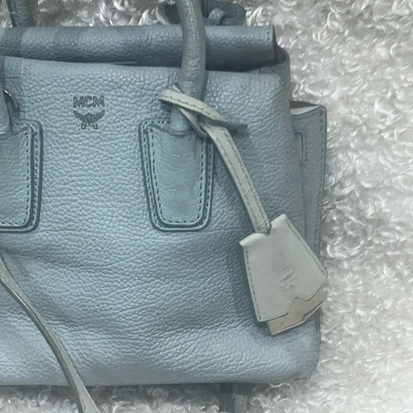 MCM Grained Calfskin Mini Milla Tote Sky Blue - Picture 3 of 12